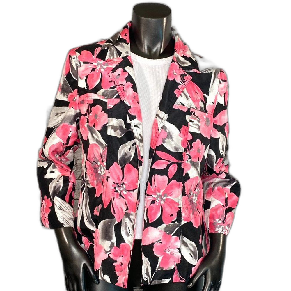 TanJay Cottagecore Blazer Bright Floral Playful Summer Country Charm SZ Med